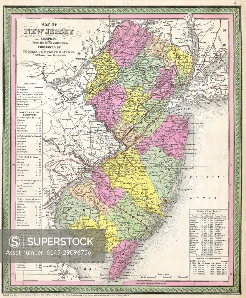 1850 Cowperthwait - Mitchell Map of New Jersey