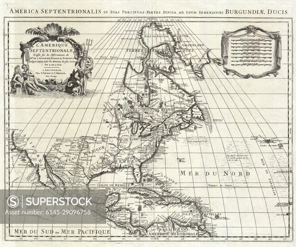 1708 De L'Isle Map of North America (Covens and Mortier ed.)