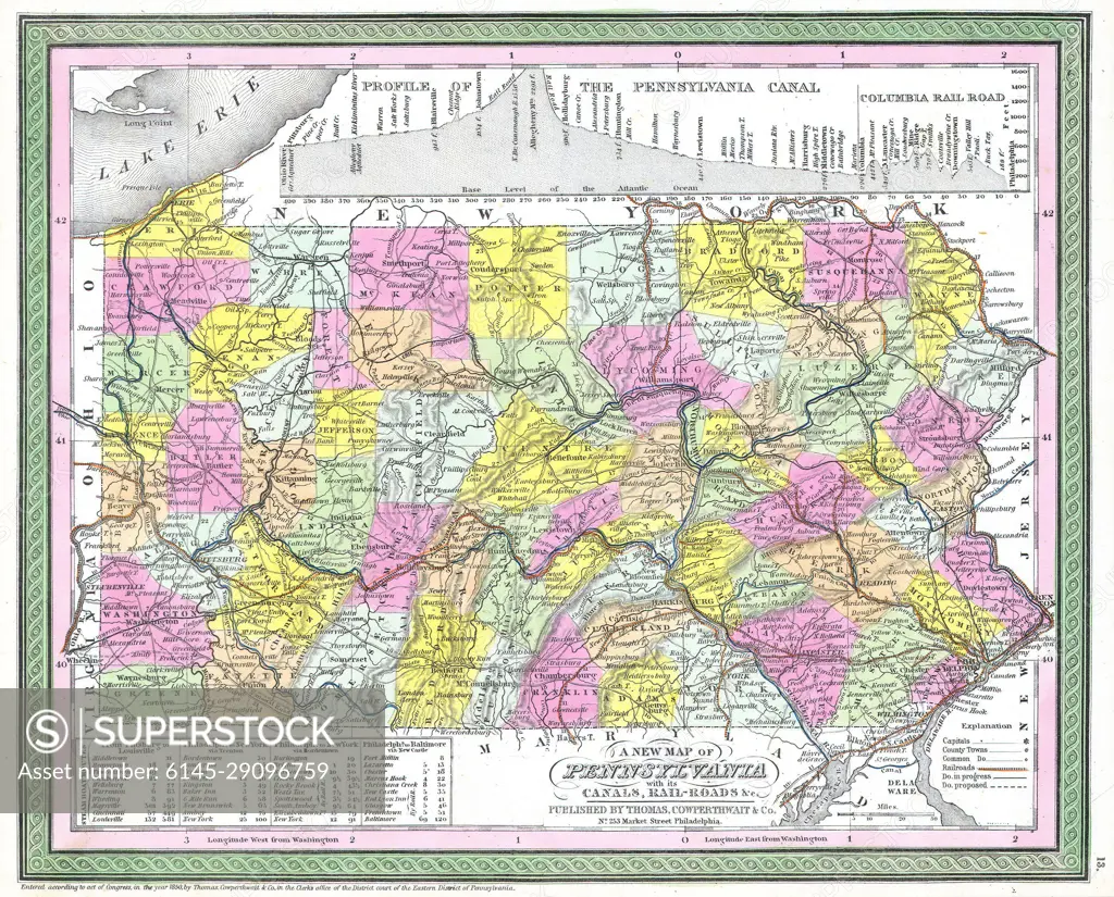 1850 Cowperthwait - Mitchell Map of Pennsylvania