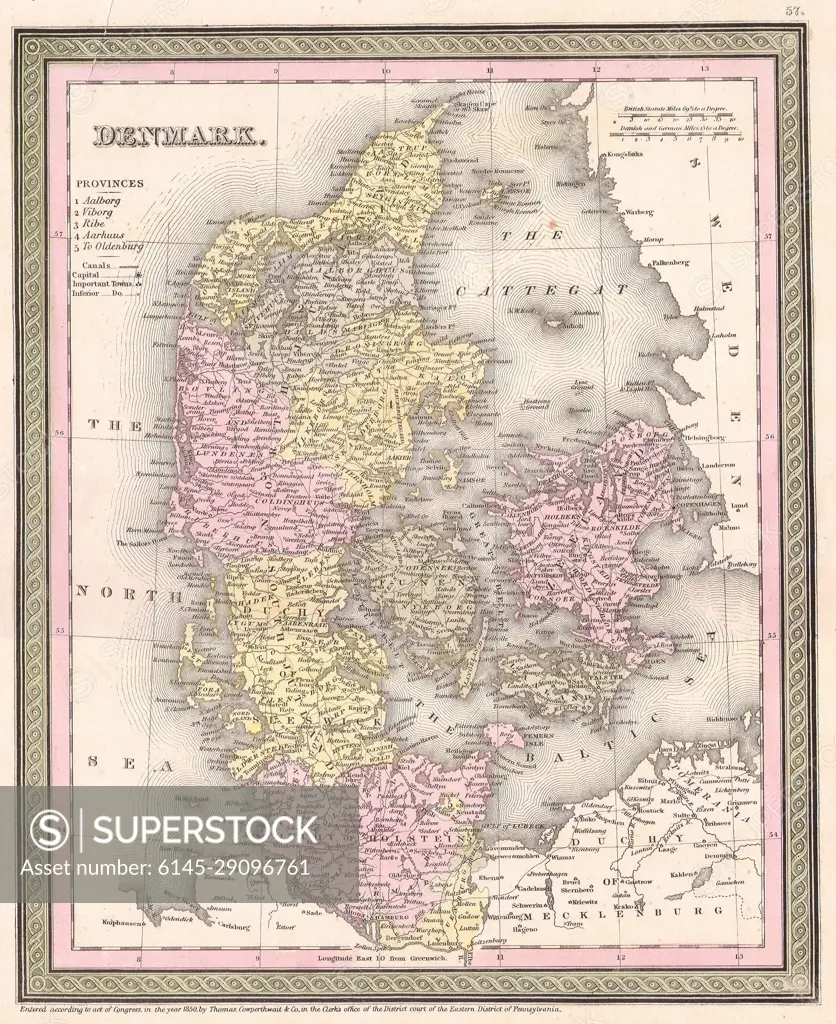 1850 Mitchell - Cowperthwait Map of Denmark