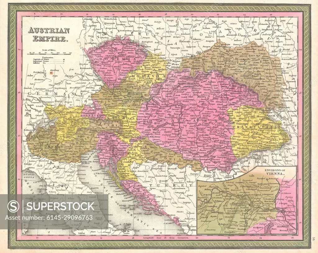 1850 Mitchell Map of Austria, Hungary and Transylvania