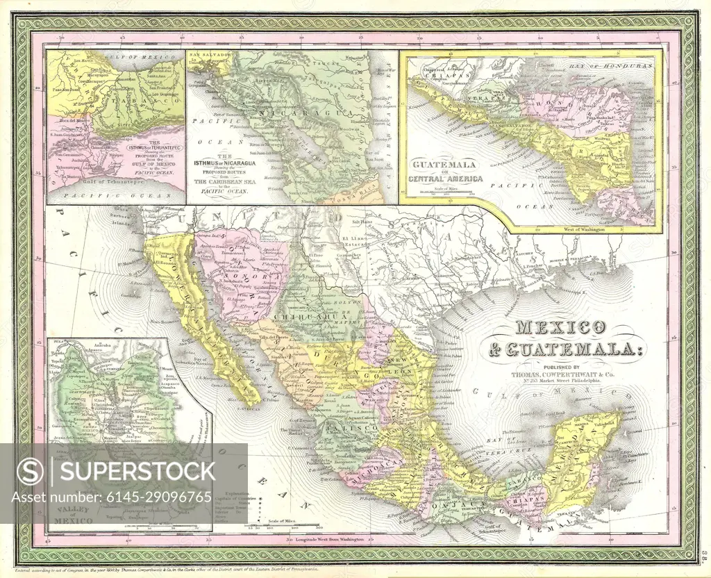 1850 Mitchell Map of Mexico Texas