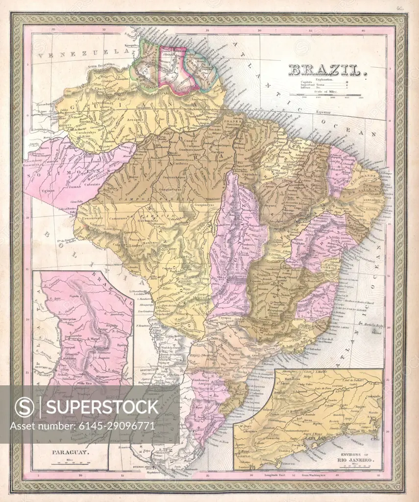 1850 Mitchell Map of Brazil, Paraguay and Guiana