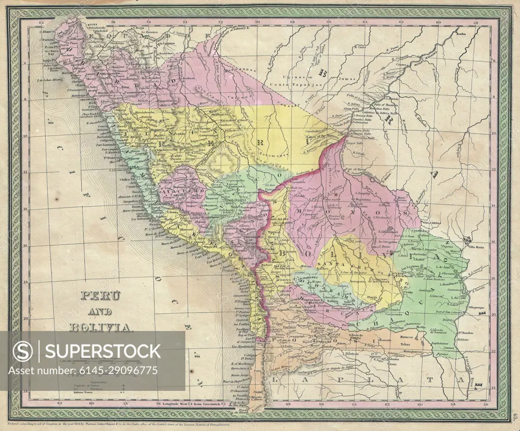 1850 Mitchell Map of Peru and Bolivia