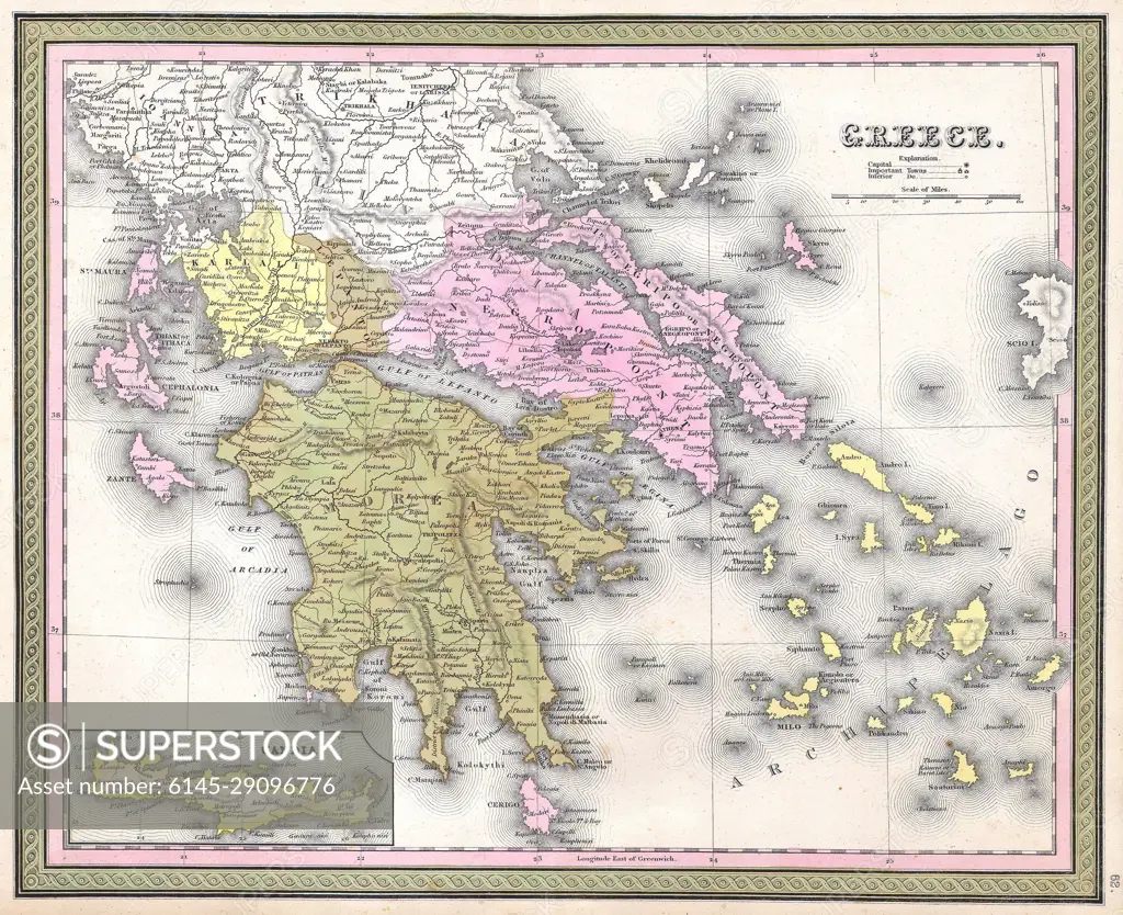 1850 Mitchell Map of Greece