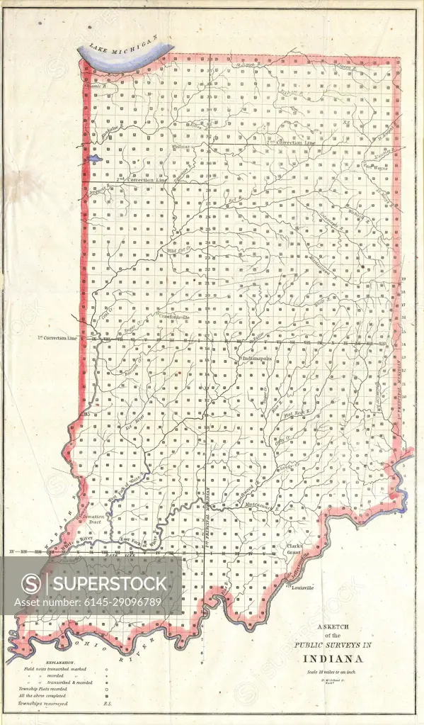 1850 Public Survey Map of Indiana