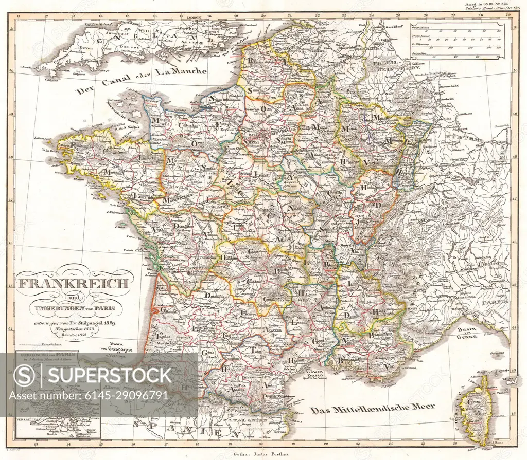 1850 Perthes Map of France