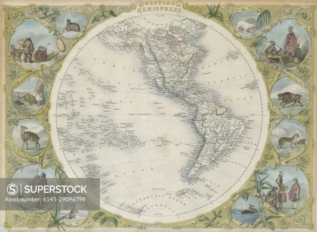 1850 Tallis Map of the Western Hemisphere