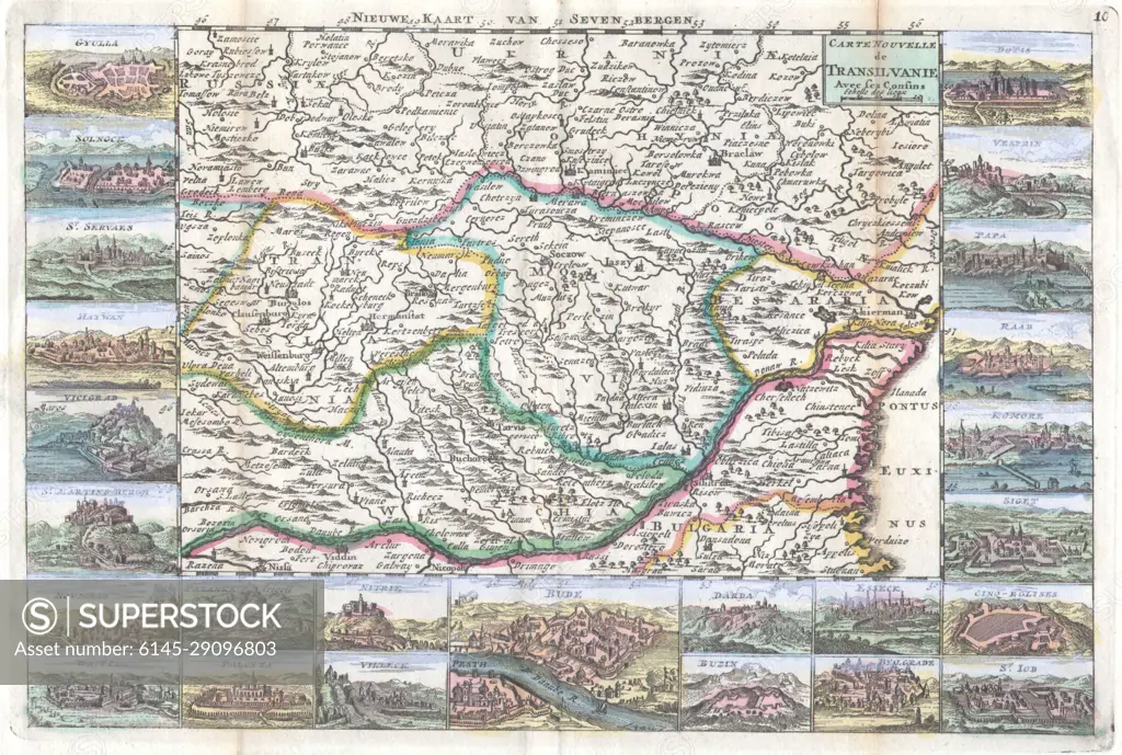 1710 De La Feuille Map of Transylvania Moldova