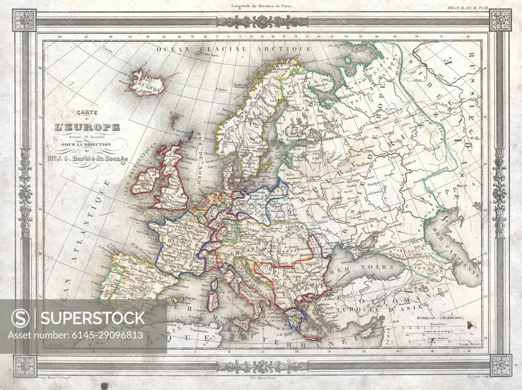 1852 Barbie du Bocage Map of Europe