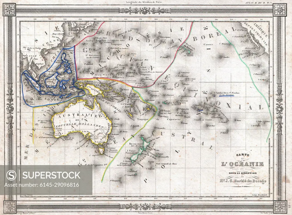 1852 Bocage Map of Australia and Polynesia