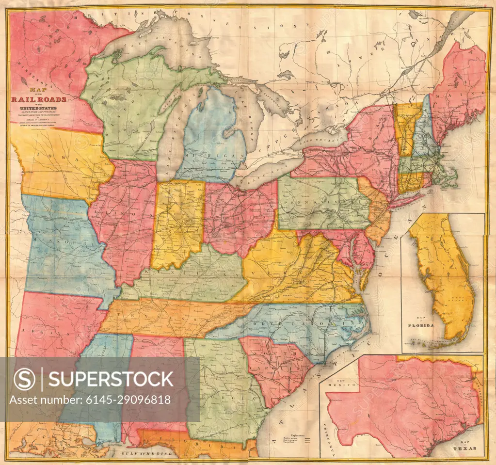 1852 Andrews Railroad Map of the United States