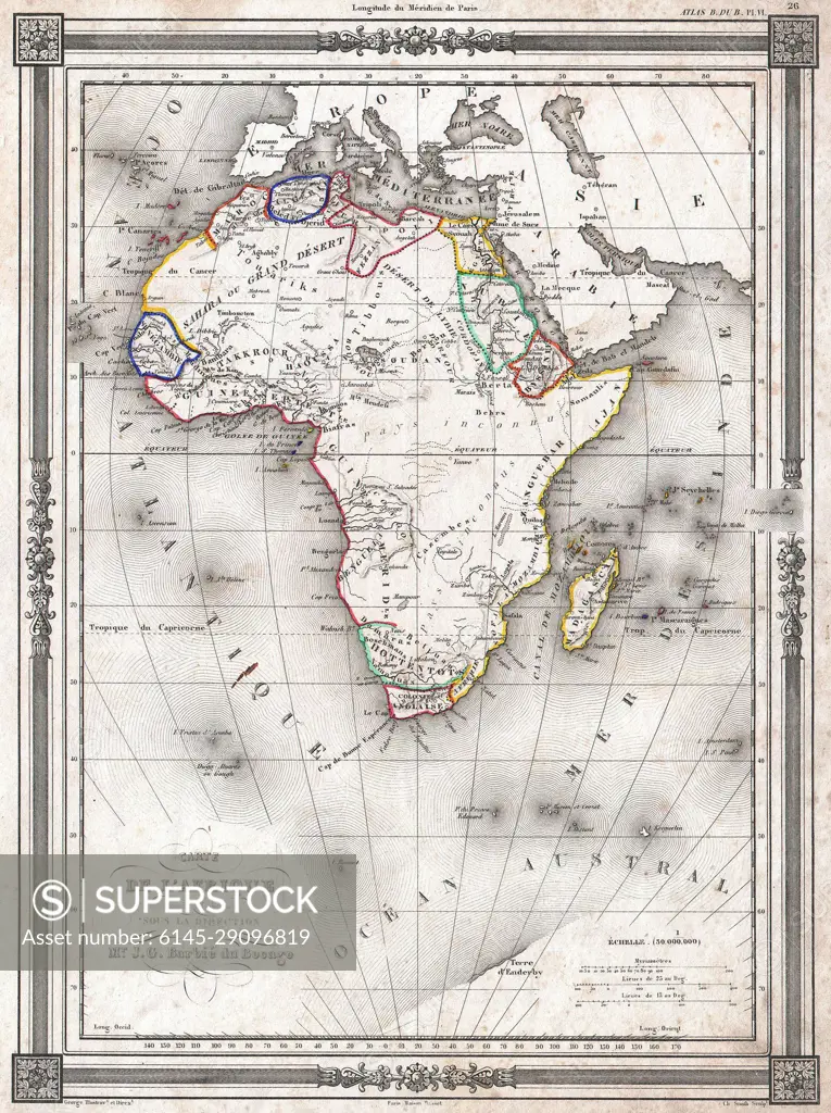 1852 Bocage Map of Africa