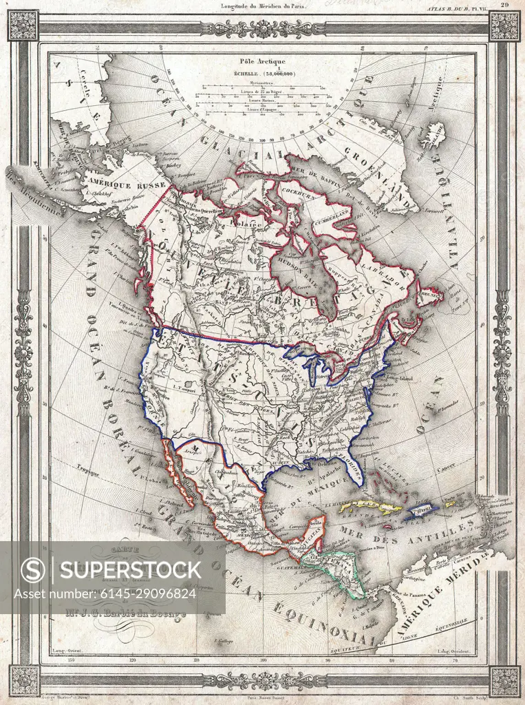 1852 Bocage Map of North America