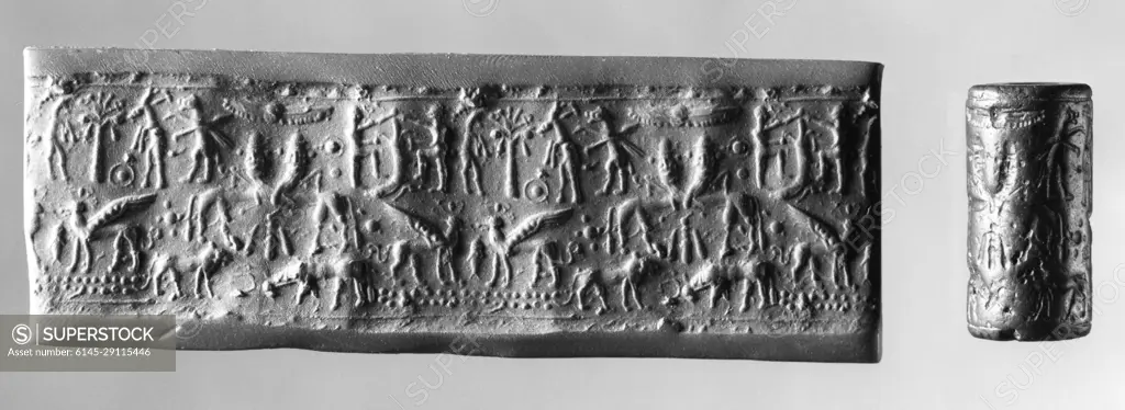 割引可Cylinder seal Mesopotamia Syria B.C.2000 イスラム陶器