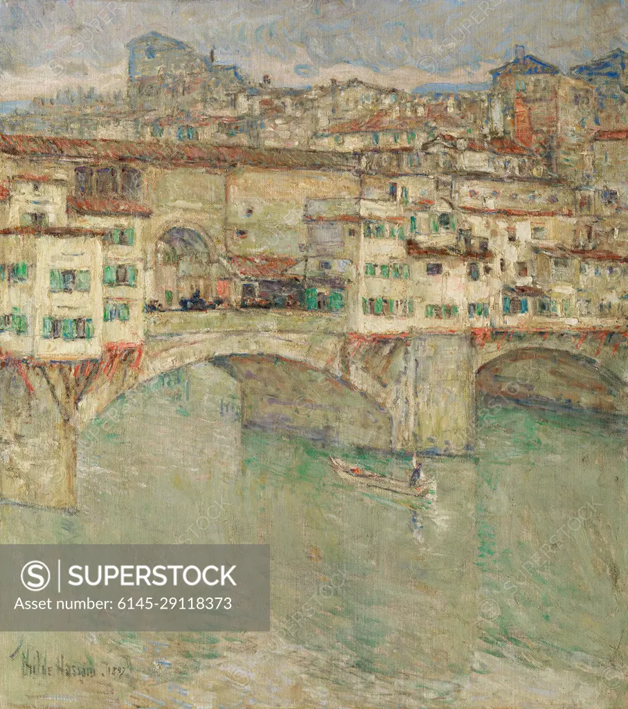 Ponte Vecchio. F. Childe Hassam (United States, Massachusetts, Boston, 1859-1935). 1897. Paintings. Oil on canvas