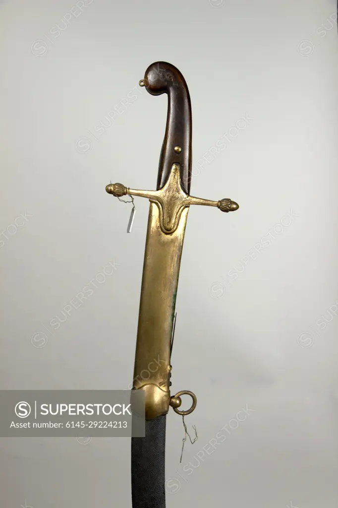 Sword (Kilij) with Scabbard 19th century Turkish. Sword (Kilij) with Scabbard. Turkish. 19th century. Steel, horn, brass, leather. Swords