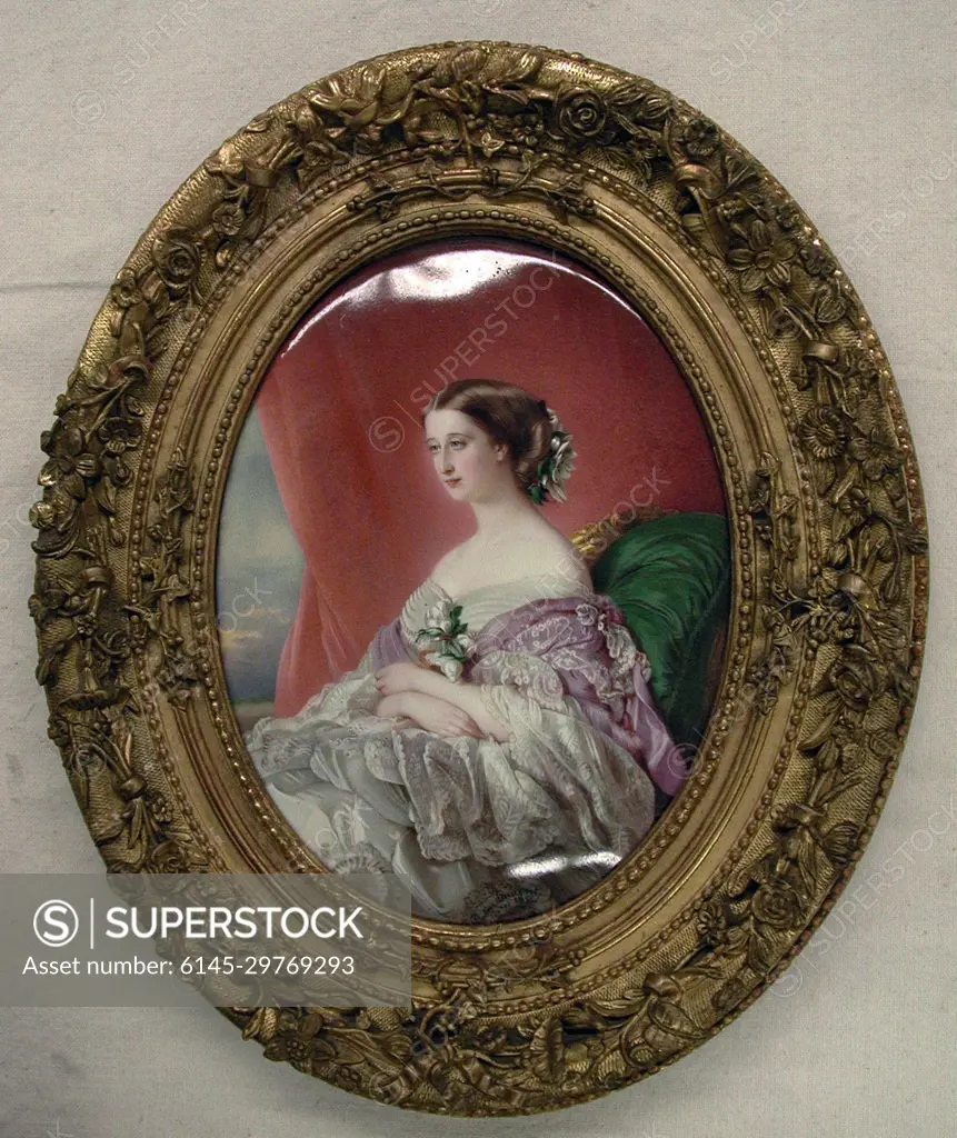 Empress Eugenie (1826-1920) 1855 Marie-Pauline Laurent A close copy of a  painting by Franz Xaver Winterhalter (1806-1873), the portrait depicts  Eugénie de Montijo de Guzmán (1826-1920), wife of Emperor Napoleon III and