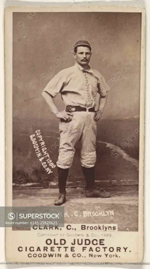 Clark, Catcher, Brooklyn, from the Old Judge series (N172) for Old Judge Cigarettes 1889 Issued by Goodwin & Company The "Old Judge" series of baseball cards (N172) was issued by Goodwin & Company from 1887 to 1890 to promote Old Judge Cigarettes.. Clark, Catcher, Brooklyn, from the Old Judge series (N172) for Old Judge Cigarettes 401197