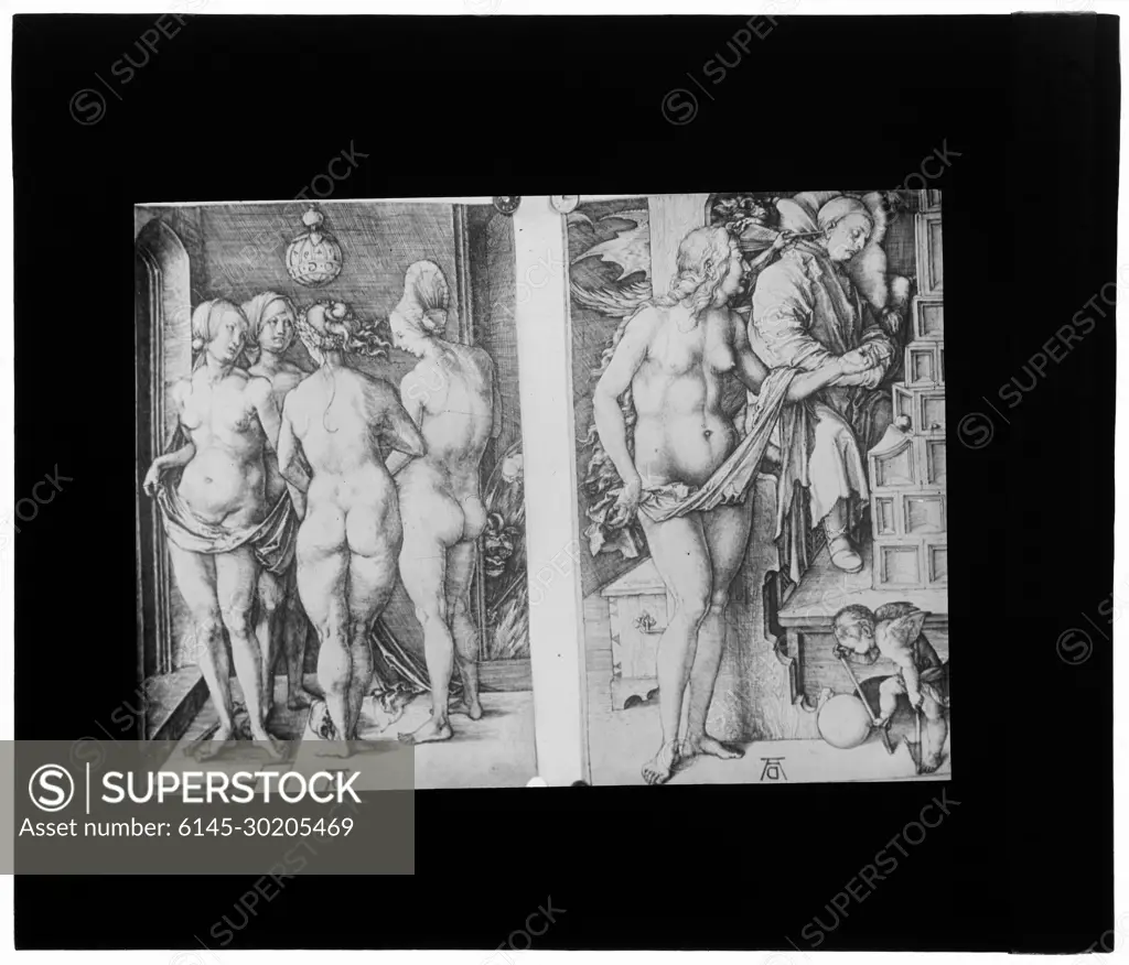 Last. Four naked women and idleness Albrecht D rer (1471-1528). Four naked  women and idleness. Black and white projection plate. Photograph of Jacques  Ernest Bulloz (1858-1942), 1900-1930. - SuperStock