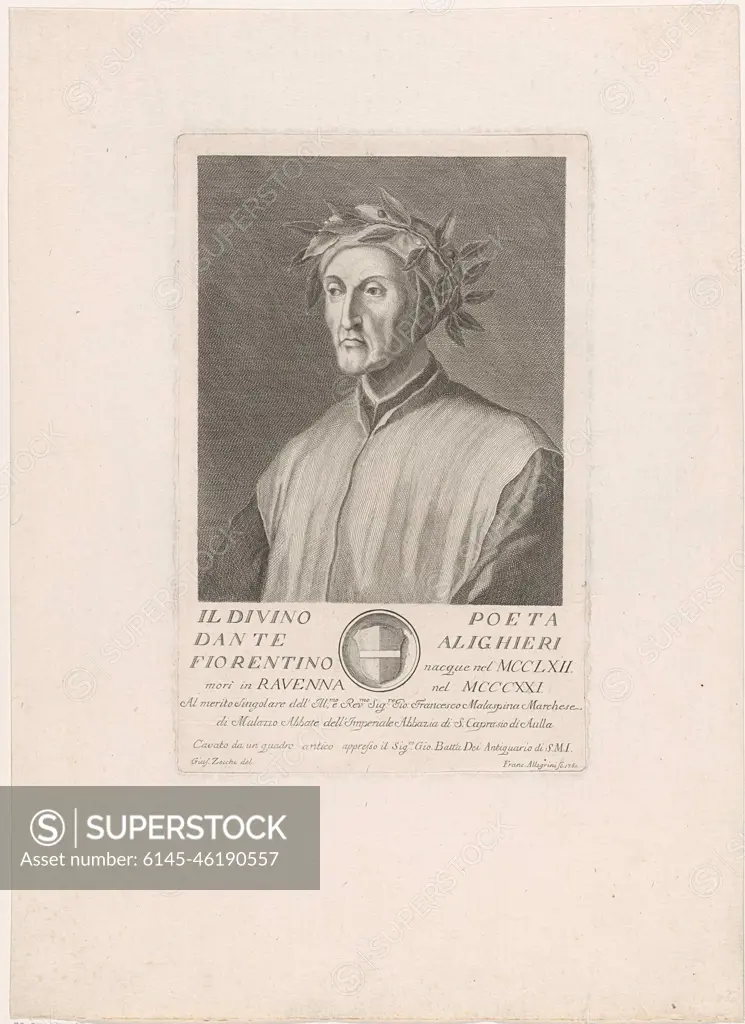 Portrait of Dante Alighieri Portraits of famous Italians with