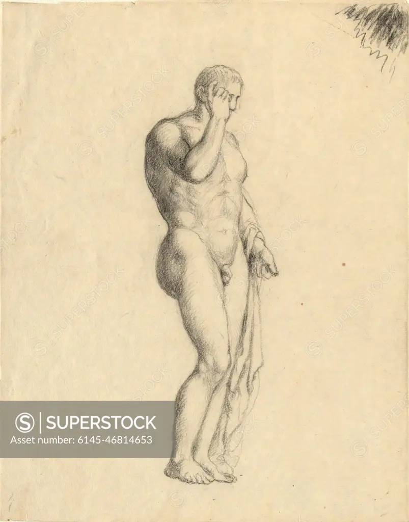 Nude Male Figure (classical) showing right side (same figure as1938.280).  Artist: John Trumbull, American, 1756-1843 - SuperStock