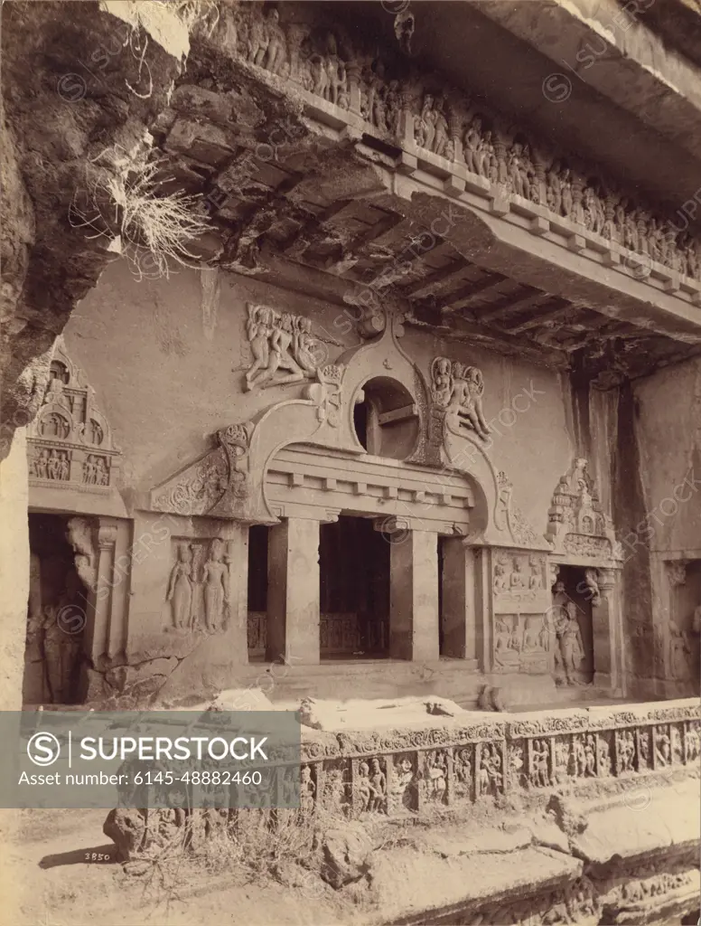 Exterior of Sootar Ki Jhonpri, Ellora. Lala Deen Dayal (Indian, 1844 - 1905)