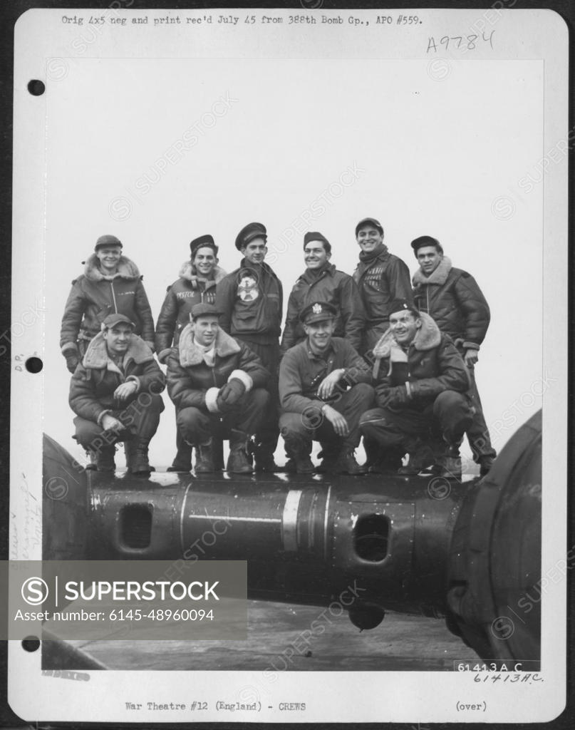 Crew Of The 563Rd Bomb Squadron, 388Th Bomb Group, On The Wing Of A ...