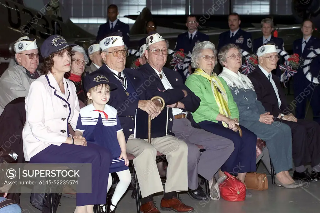 Delaware area survivors of Pearl Harbor and their families participate in the Pearl Harbor Day Remembrance Ceremony held at the Air Mobility Command (AMC) Museum, Dover Air Force, Delaware. Base: Dover Air Force Base State: Delaware (DE) Country: United States Of America (USA)