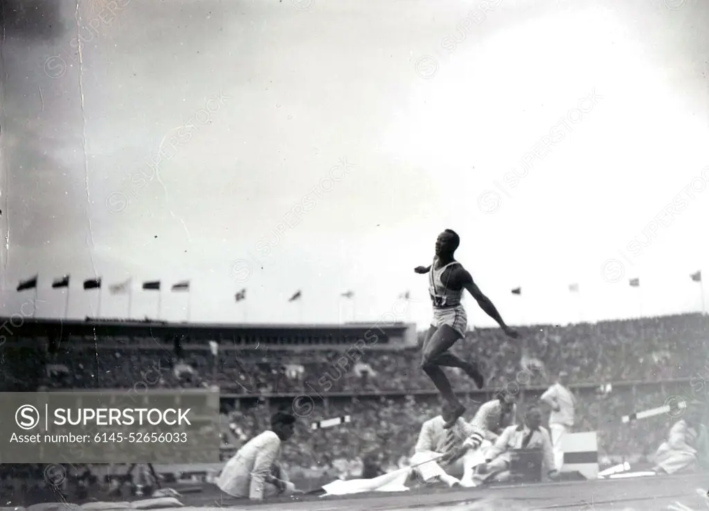 Photograph of Jesse Owens at the 1936 Olympics in Berlin, Germany