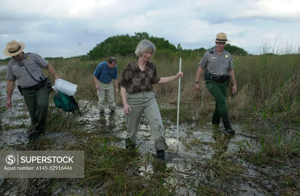 Secretary Gale Norton during tour of the Florida Everglades. Norton's visit to Florida also included her participation in a meeting of the South Florida Ecosystem Task Force in Plantation, concerning Florida Everglades restoration