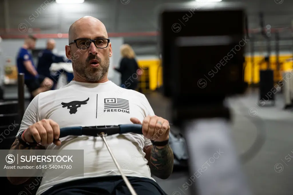 Retired U.S. Sgt. 1st Class Gregory Quarles, Team U.S., trains at rowing practice, during the Invictus Games Team U.S. Training Camp at Fort Belvoir, Virginia on April 10, 2022. Team U.S. is part of more than 500 participants from 20 countries who will take part in this multi-sport event featuring ten adaptive sports, including archery, field, indoor rowing, powerlifting, swimming, track, sitting volleyball, wheelchair basketball, wheelchair rugby, and a driving challenge.