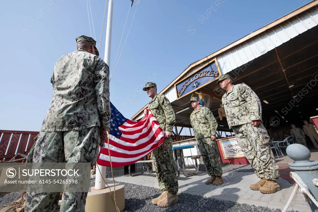 CAMP LEMONNIER, Djibouti (Sept. 11, 2022) During a ceremony this morning at Camp Lemonnier, Djibouti (CLDJ) the United States Flag was lowered to half-staff in order remember the 2,977 victims of the terrorist attacks on our nation that occurred on 11 September 2001.  Camp Lemonnier's leadership and Chief's Mess wanted to take the opportunity to reflect on the victims of this attack as well as those who served and gave the ultimate sacrifice supporting the Global War on Terrorism. As Americans, we chose to commemorate this day with act of service and remembrance. CLDJ serves as an expeditionary base for U.S. military forces providing support to ships, aircraft and personnel that ensure security throughout Europe, Africa and Southwest Asia.