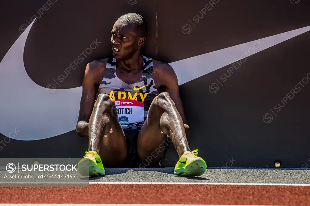 Spc. Anthony Rotich, a Track & Field Soldier-athlete assigned to the World Class Athlete Program, competes in the Men's 3000m Steeplechase at the 2022 USA Track and Field Outdoor Championships, Eugene, Oregon, June 23-26, 2022. Rotich qualified for finals, and placed 5th.