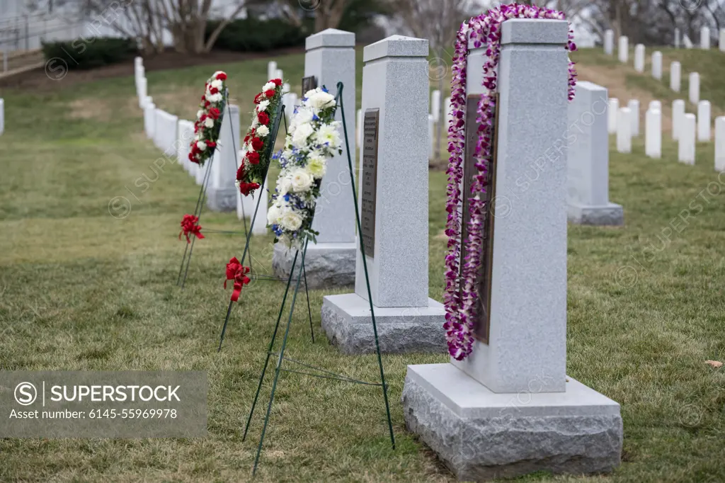 Day of Remembrance. The Space Shuttle Columbia and Space Shuttle Challenger Memorials are seen after a wreath laying ceremony that was part of NASA's Day of Remembrance, Thursday, Jan. 26, 2023, at Arlington National Cemetery in Arlington, Va. Wreaths were laid in memory of those men and women who lost their lives in the quest for space exploration.