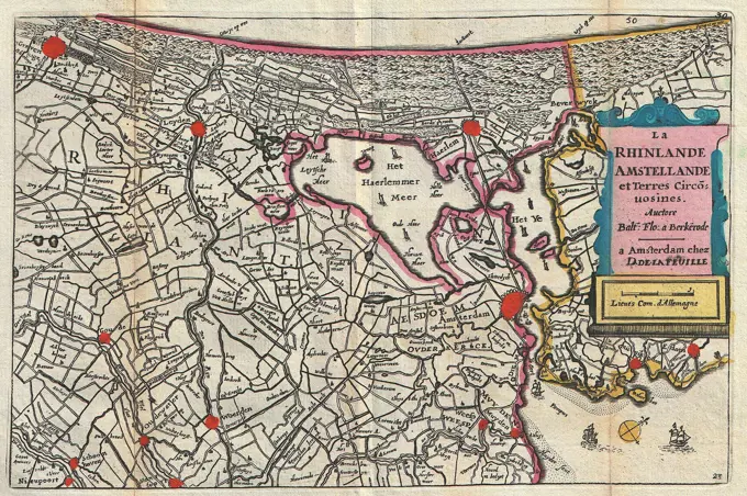 1747 La Feuille Map of Amsterdam and Vicinity, the Netherlands