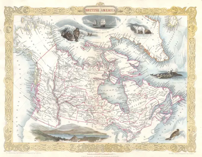 1849 Tallis Map of Canada or British America w- Oregon