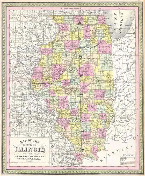 1850 Cowperthwait Map of Illinois