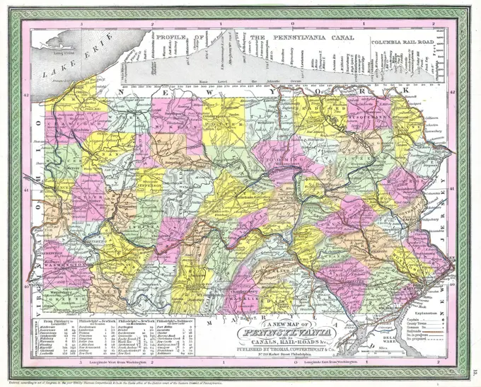 1850 Cowperthwait - Mitchell Map of Pennsylvania