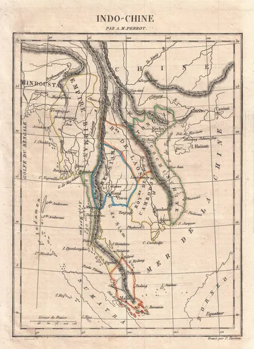 1850 Perrot Map of Indo-Chine