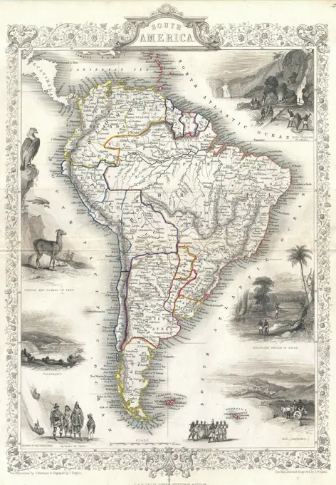 1850 Tallis Map of South America