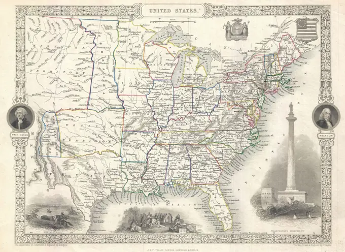 1851 Tallis and Rapkin Map of the United States