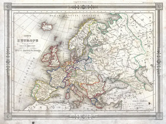1852 Barbie du Bocage Map of Europe