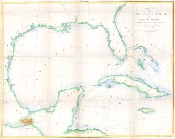 1852 Andrews Map of Florida, Cuba and the Gulf of Mexico