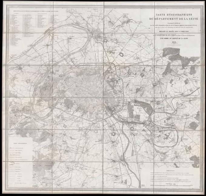 1852 Andriveau Goujon Map of Paris and Environs, France