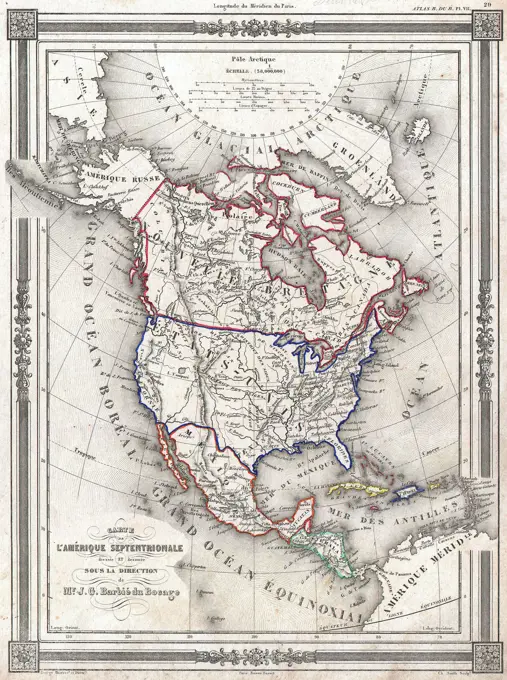 1852 Bocage Map of North America