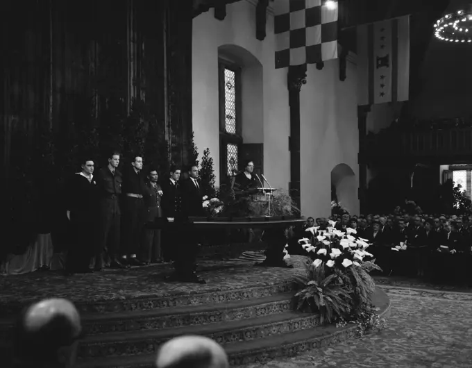 Anefo photo collection. Remembrance day in the Ridderzaal, Queen Juliana during her speech. May 4, 1960. The Hague, South Holland