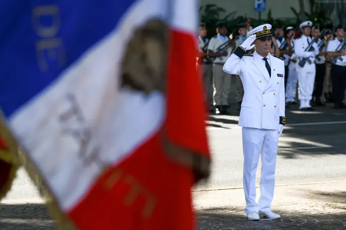 A Victory in Europe Day” participant salutes during a World War II remembrance ceremony outside the Haut-commissariat de la République Tahiti, French Polynesia, May 8, 2022. Exercise Marara 22 reinforces U.S. commitments to our allies and partners in Oceania and raises our collective readiness to address crises and contingencies in the region.