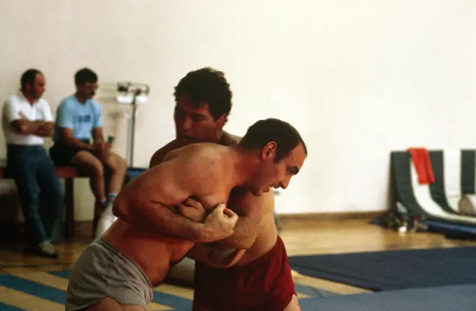 Army SPECIALIST 4 Steve R. Colling from Fort Carson, Colorade, participates in the Greco-Roman wrestling competition at the 1984 Summer Olympics. Base: Anaheim State: California (CA) Country: United States Of America (USA)