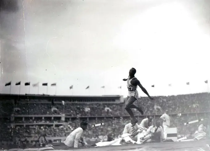 Photograph of Jesse Owens at the 1936 Olympics in Berlin, Germany